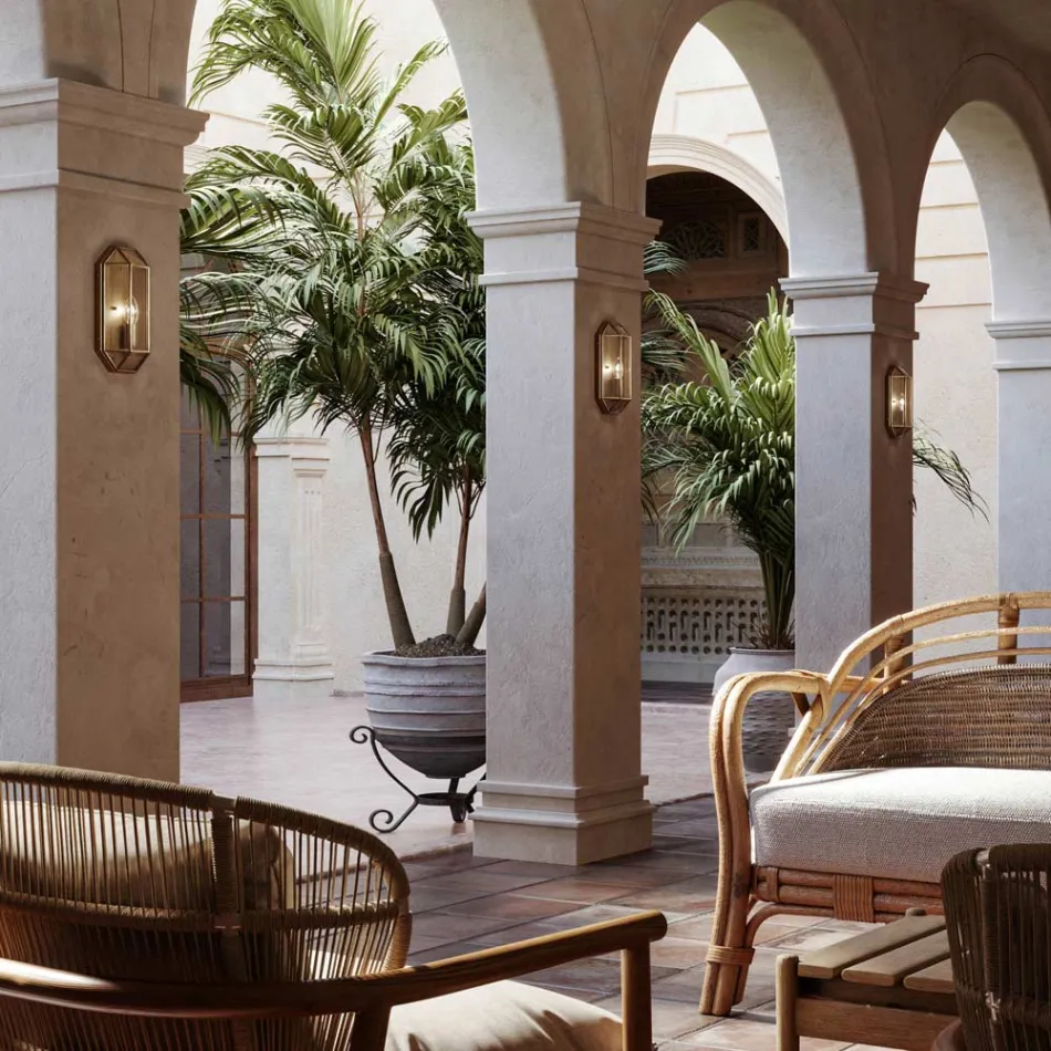 Handgemaakte wandlamp in glas en messing met 1 of 2 lampen - gebonden door Il Fanale Viadurini