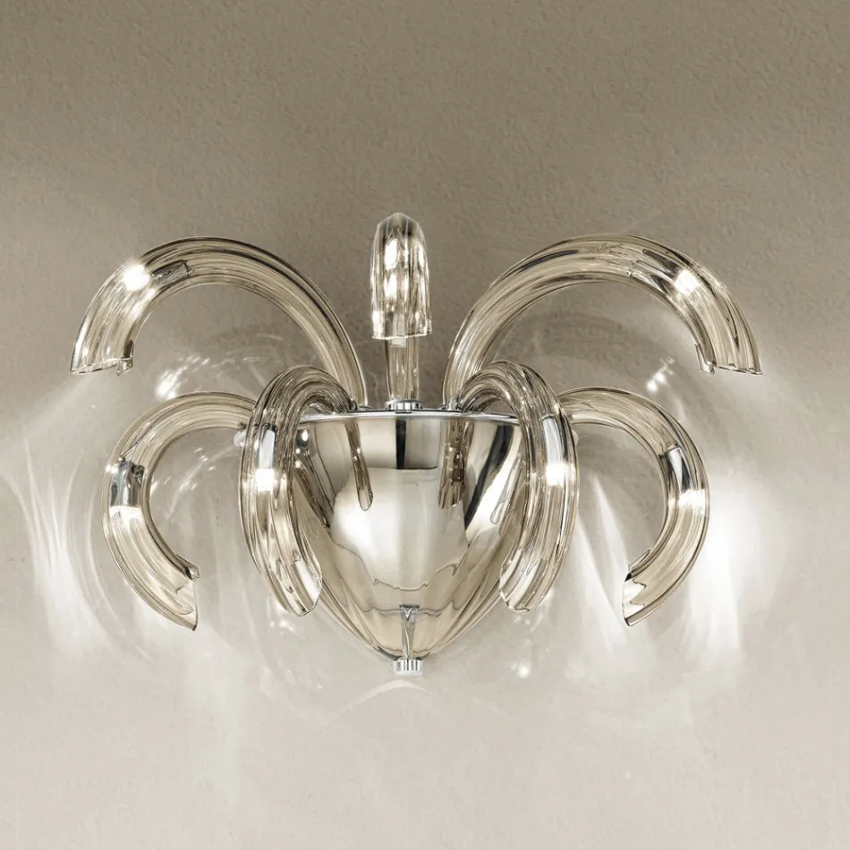 Ambachtelijke wandlamp in Venetiaans glas en metaal Made in Italy - Jason Viadurini