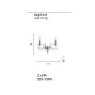 Klassieke wandlamp met 2 lampen in wit glas, handgemaakt in Italië - Maleisië Viadurini