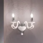 Klassieke wandlamp met 2 lampen in wit glas, handgemaakt in Italië - Maleisië Viadurini