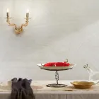 Klassieke wandlamp 2-lichts in handgemaakt Rigaton-glas en metaal - Fievole Viadurini