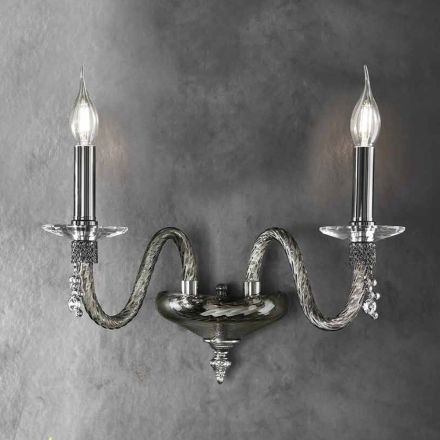 Klassieke wandlamp met 2 lampen van geblazen glas en handgemaakte details - Phaedra Viadurini