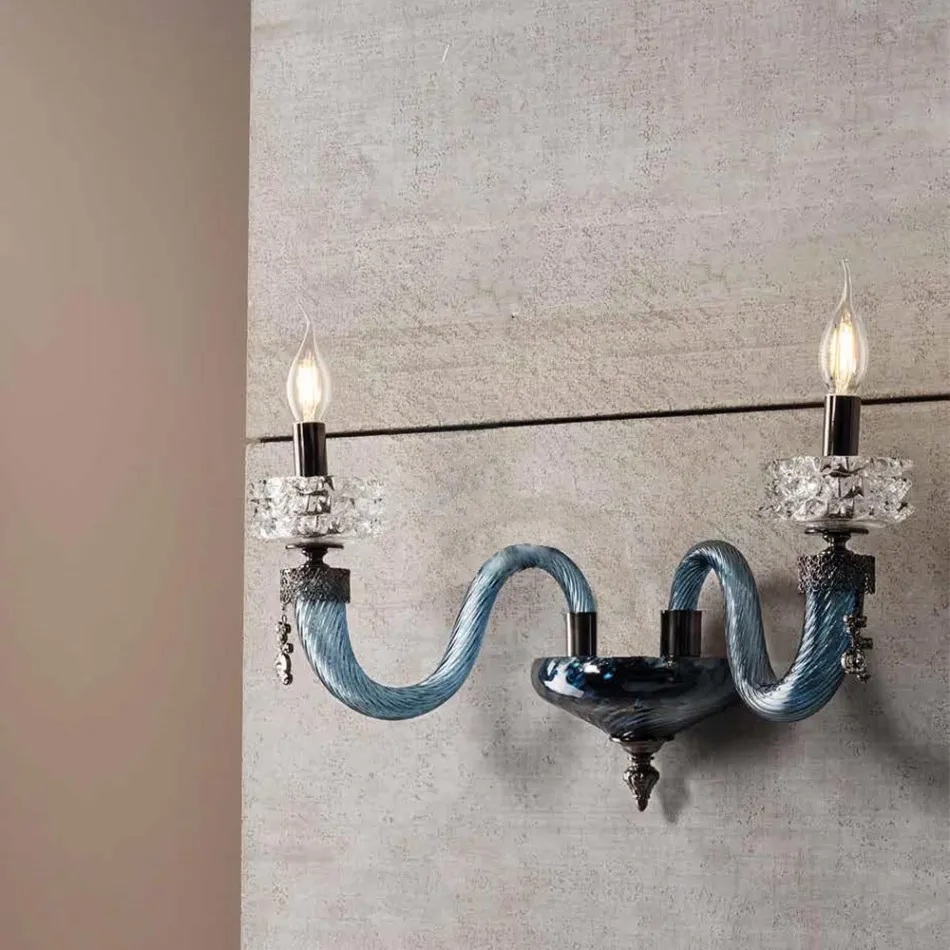 Klassieke wandlamp 2-lichts Handgemaakt luxe glas Made in Italy - Saline Viadurini