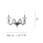 Klassieke wandlamp 2-lichts Handgemaakt luxe glas Made in Italy - Saline Viadurini