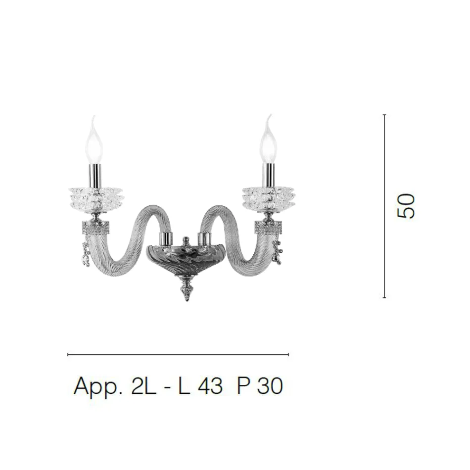Klassieke wandlamp 2-lichts Handgemaakt luxe glas Made in Italy - Saline Viadurini