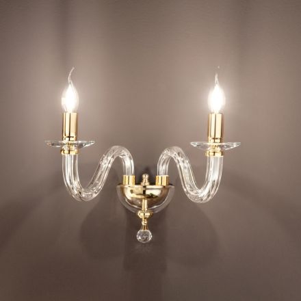 Klassieke wandlamp 2-lichts Italiaans handgemaakt glas en metaal - Rapallo Viadurini