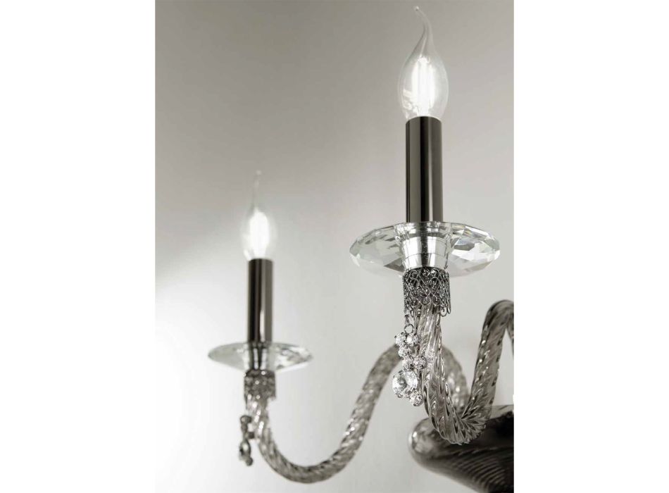 Klassieke wandlamp met 3 lampen van geblazen glas en handgemaakte details - Phaedra Viadurini