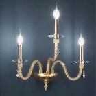 Klassieke wandlamp met 3 lampen van geblazen glas en handgemaakte details - Phaedra Viadurini