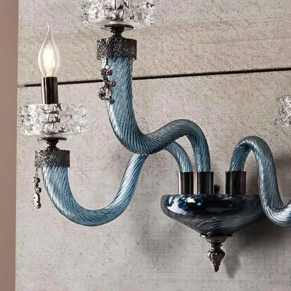 Klassieke wandlamp 3 lichts handgemaakt luxe glas gemaakt in Italië - Saline Viadurini
