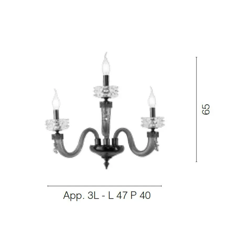 Klassieke wandlamp 3 lichts Handgemaakt luxe glas Made in Italy - Saline Viadurini