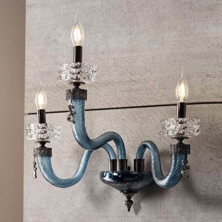 Klassieke wandlamp 3 lichts Handgemaakt luxe glas Made in Italy - Saline Viadurini