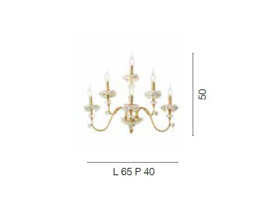 Klassieke wandlamp 6 lichts in porselein en luxe geblazen glas - Eteria Viadurini