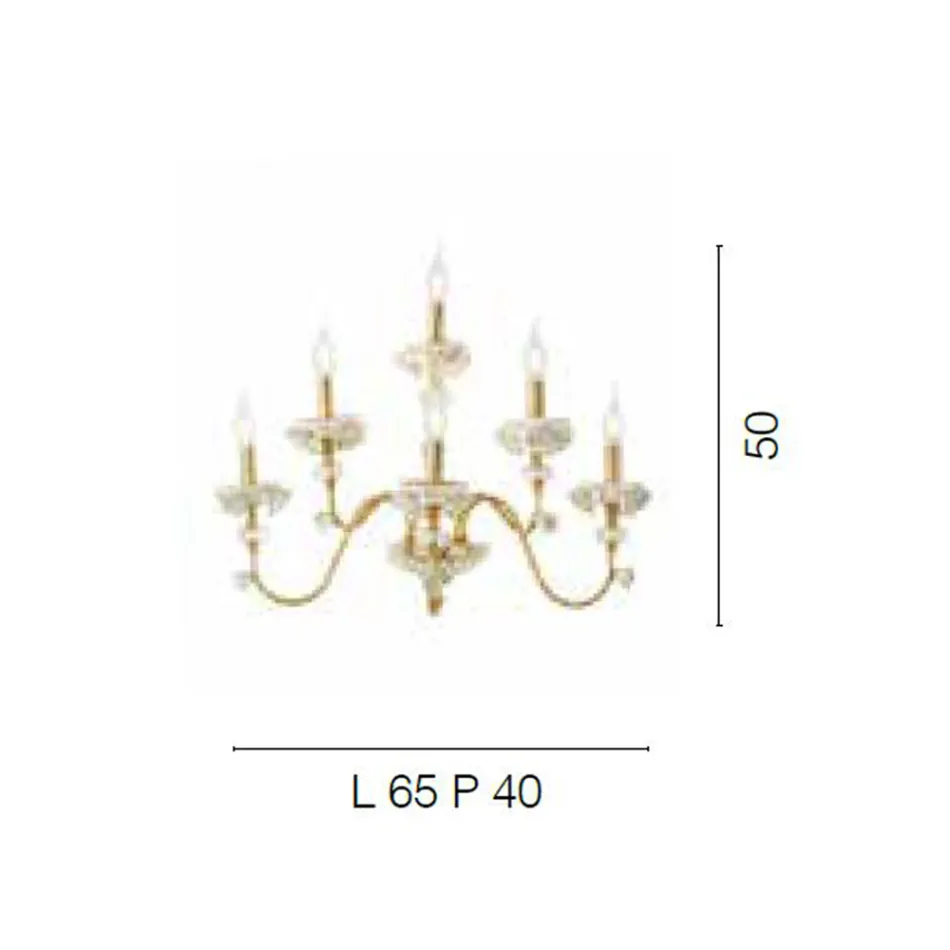 Klassieke wandlamp 6 lichts in porselein en luxe geblazen glas - Eteria Viadurini