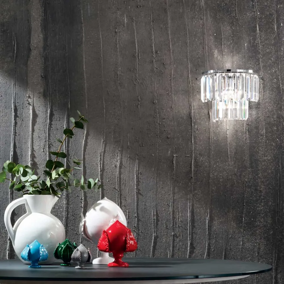 Klassieke appliqué van goud of zilver metaal en kristallen hangers - Jerome Viadurini