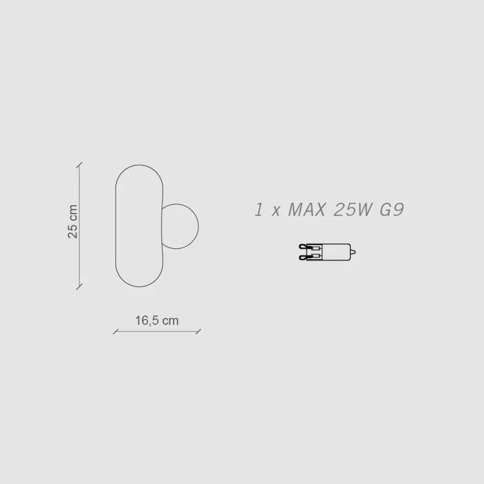 Wandlamp met opaline glazen diffuser Made in Italy - Bumbum Viadurini