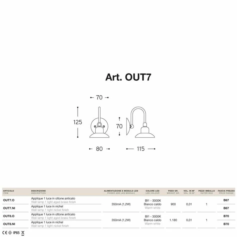 Applique outdoor 1 Juliet klein licht Sprint Viadurini