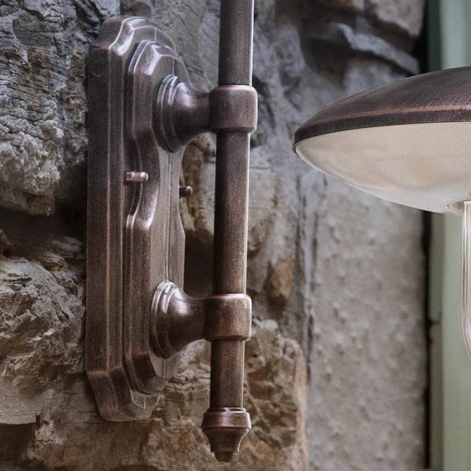 Buitenwandlamp in zwart aluminium en handgeschilderde bloemen - Latina Viadurini