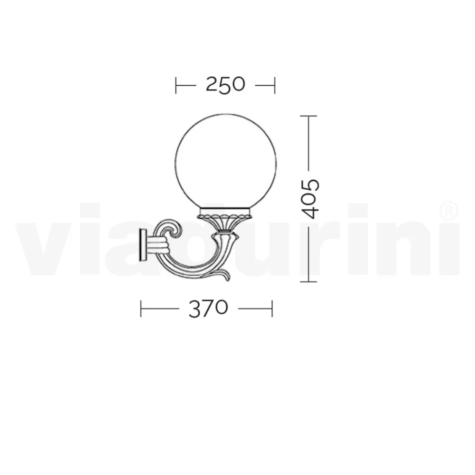 Buitenwandlamp in gegoten aluminium en acrylbol - Trovanero Viadurini