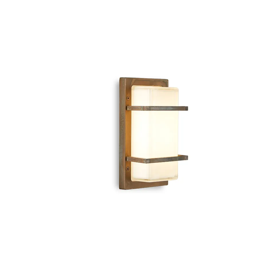 Messing buitenwandlamp, E27, geometrische stijl, gemaakt in Italië - Kristal Viadurini