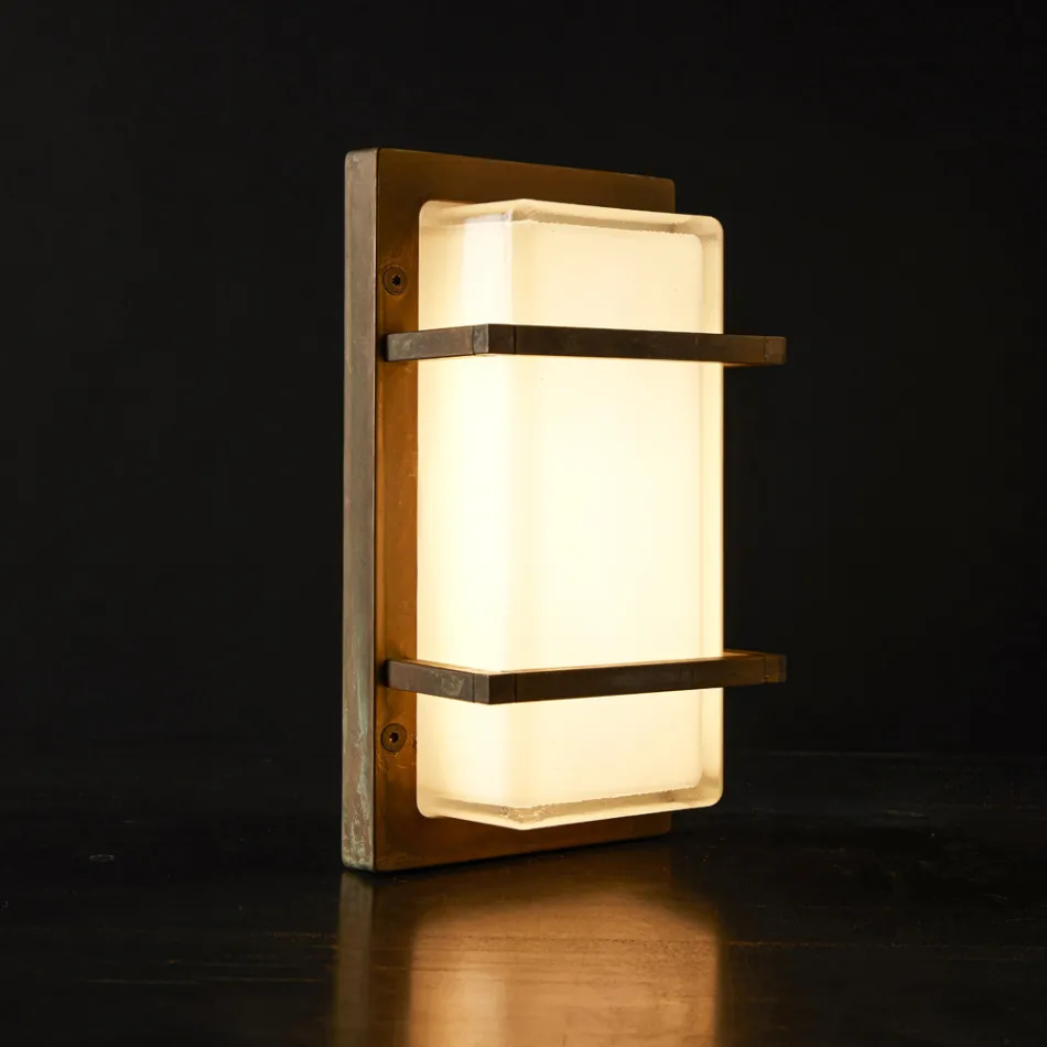 Messing buitenwandlamp, E27, geometrische stijl, gemaakt in Italië - Kristal Viadurini