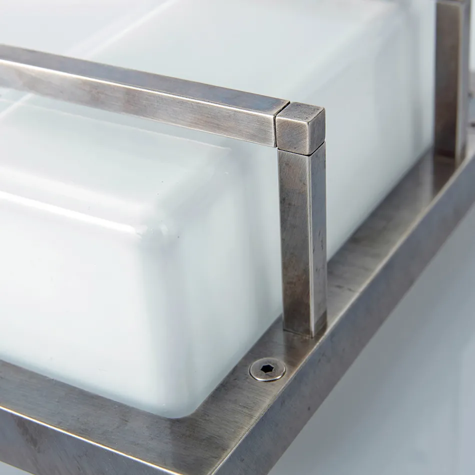 Messing buitenwandlamp, E27, geometrische stijl, gemaakt in Italië - Kristal Viadurini