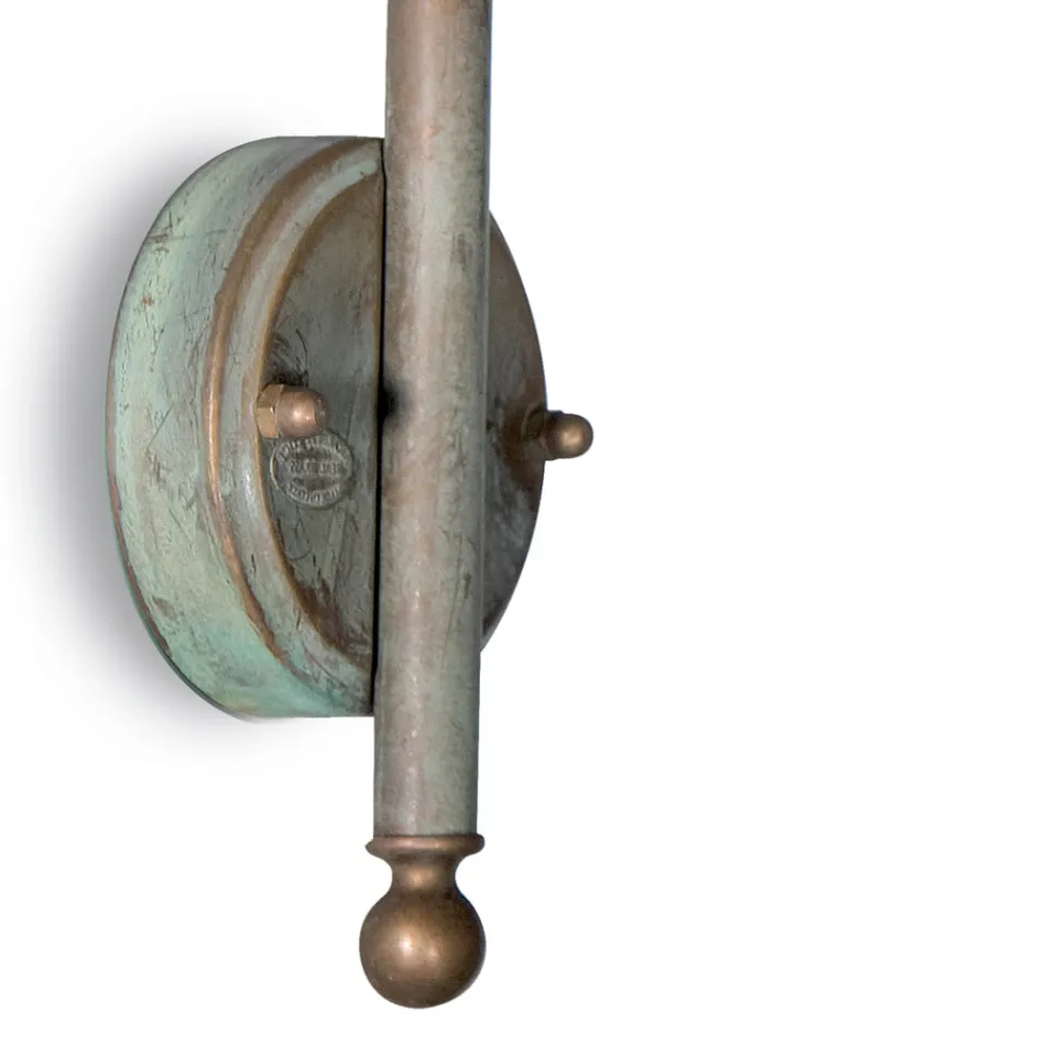 Elfico buitenwandlamp in messing, opaalglas en IP44-classificatie Viadurini