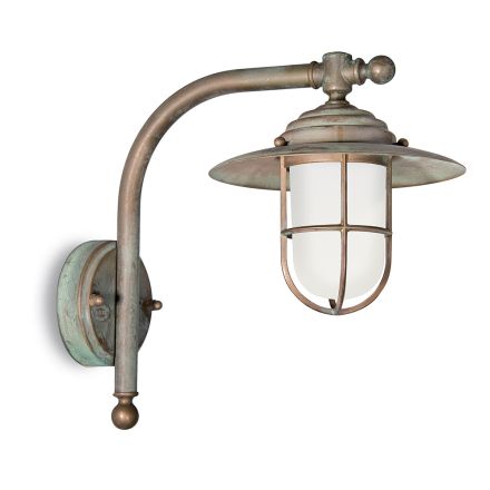 Elfico buitenwandlamp in messing, opaalglas en IP44-classificatie Viadurini
