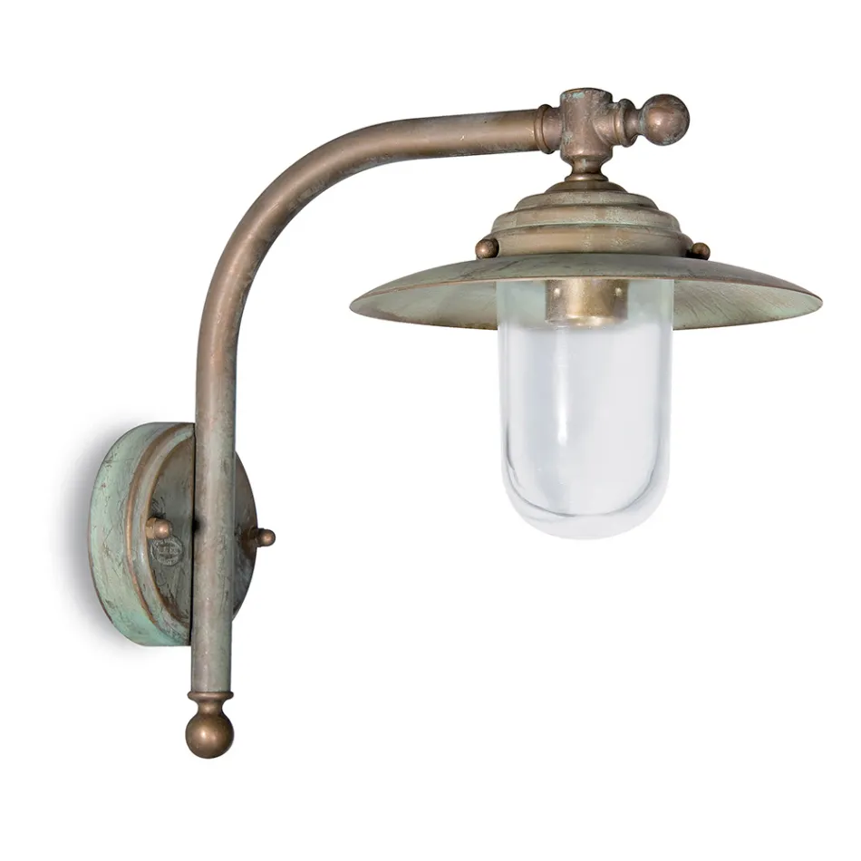Elfico buitenwandlamp in messing, helder glas en IP44-classificatie Viadurini