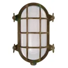 Vintage messing buitenwandlamp met opaal/helder glas - Siren Viadurini