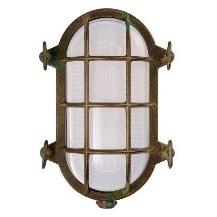 Vintage messing buitenwandlamp met opaal/helder glas - Siren Viadurini