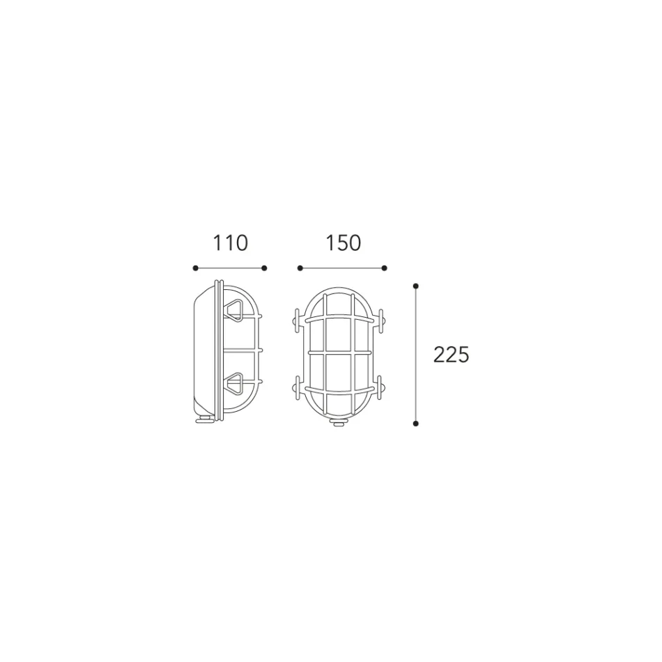 Vintage messing buitenwandlamp met opaal/helder glas - Siren Viadurini