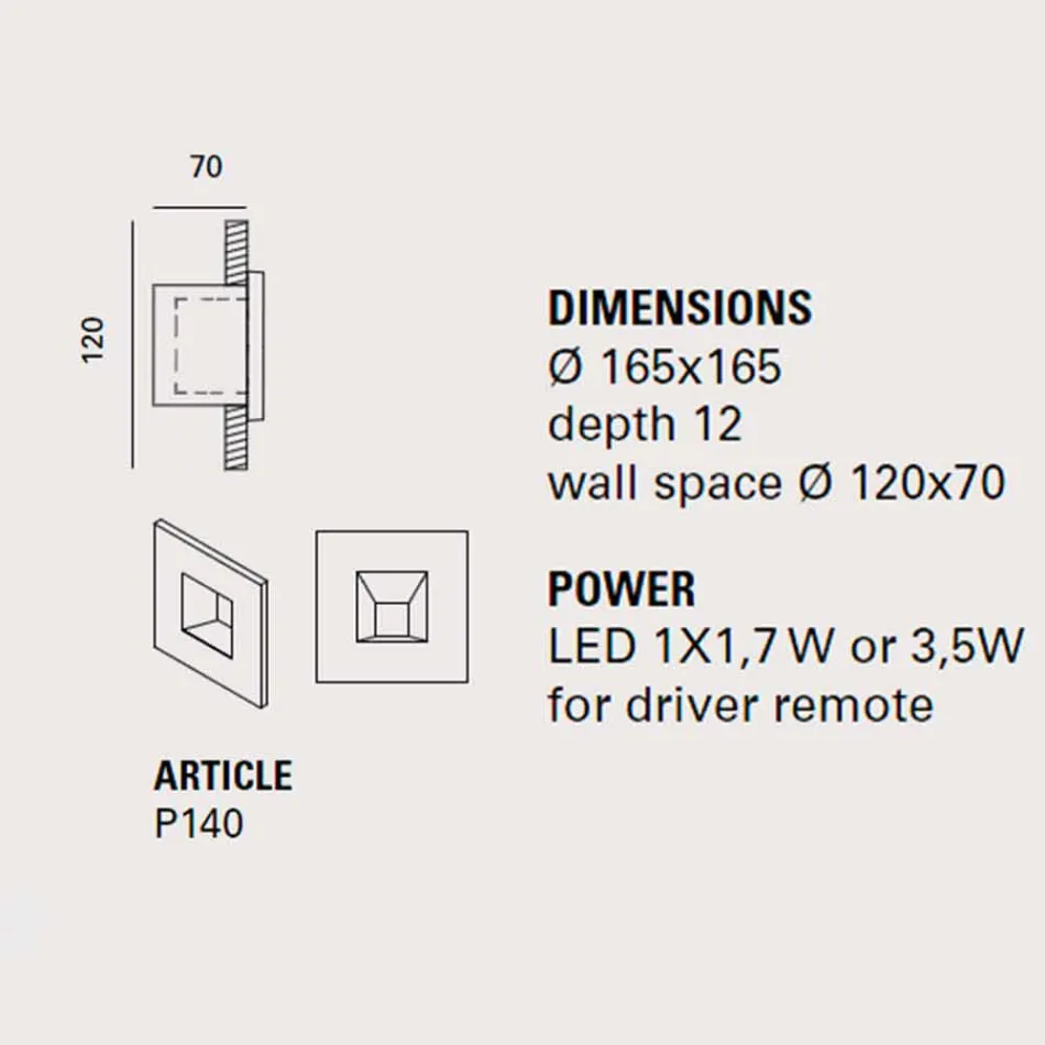 Vierkante buitenwandlamp, gekleurd terracotta Square - Toscot Viadurini