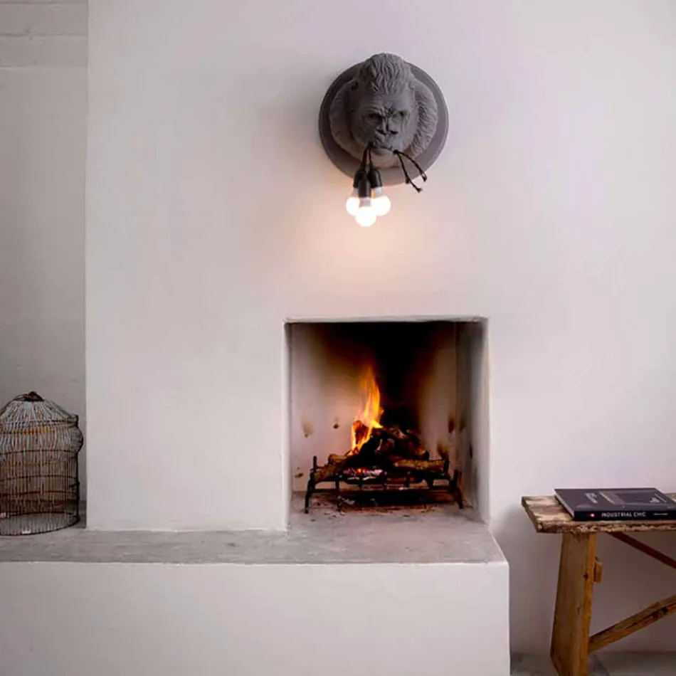 Wandlamp met 3 lichtpunten in Gorilla Keramiek Grijs of Wit Design - Rillago Viadurini