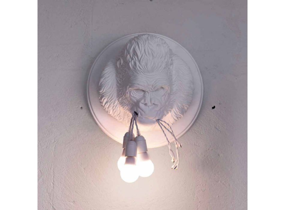 Wandlamp met 3 lichtpunten in Gorilla Keramiek Grijs of Wit Design - Rillago Viadurini
