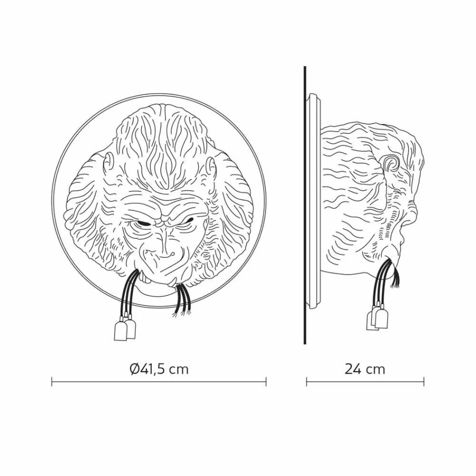 Wandlamp met 3 lichtpunten in Gorilla Keramiek Grijs of Wit Design - Rillago Viadurini