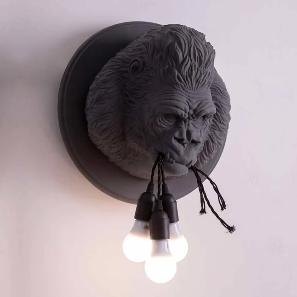 Wandlamp met 3 lichtpunten in Gorilla Keramiek Grijs of Wit Design - Rillago Viadurini