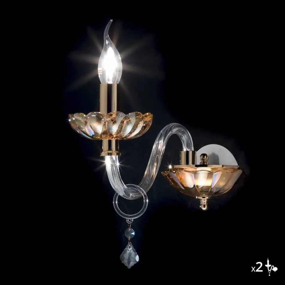 Wandlamp klassiek design in kristal en glas Fijn, 2 stuks Viadurini