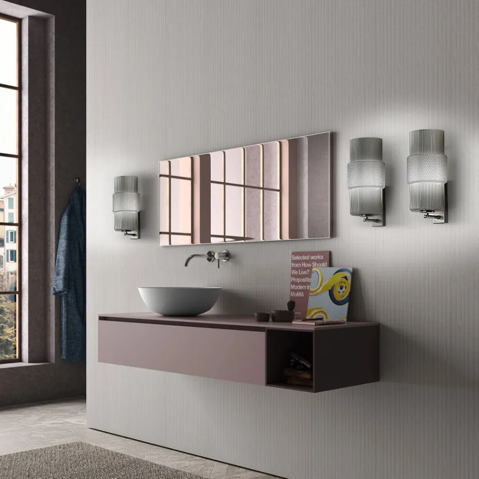 Wandkandelaar in handgeblazen glas in Venetië en metaal - Satomi Viadurini