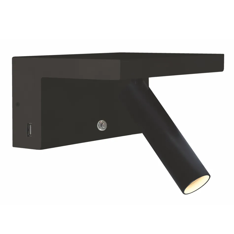 Verstelbare aluminium decoratieve led-wandlamp met USB-poorten - Alena Viadurini