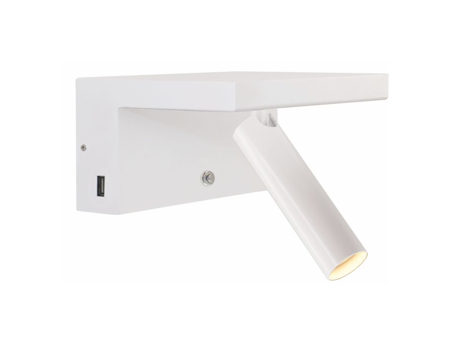 Verstelbare aluminium decoratieve led-wandlamp met USB-poorten - Alena Viadurini