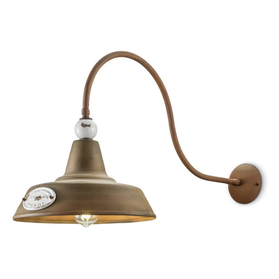 Industrieel design wandlamp van ijzer en keramiek met de hand gemaakt - Grunge Viadurini