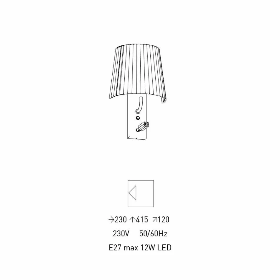 Design wandlamp met structuur in zwart metaal en organza Made in Italy - Boom Viadurini