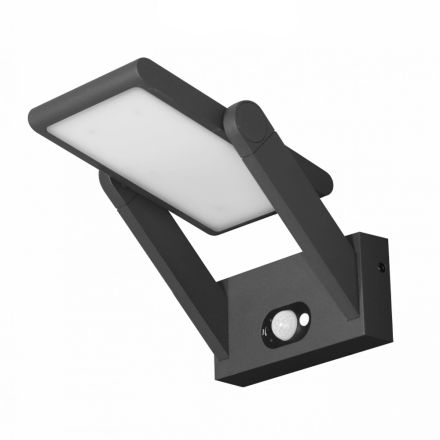 Wandlamp Led-spot op zonne-energie in wit of zwart aluminium met sensor - Hugo Viadurini