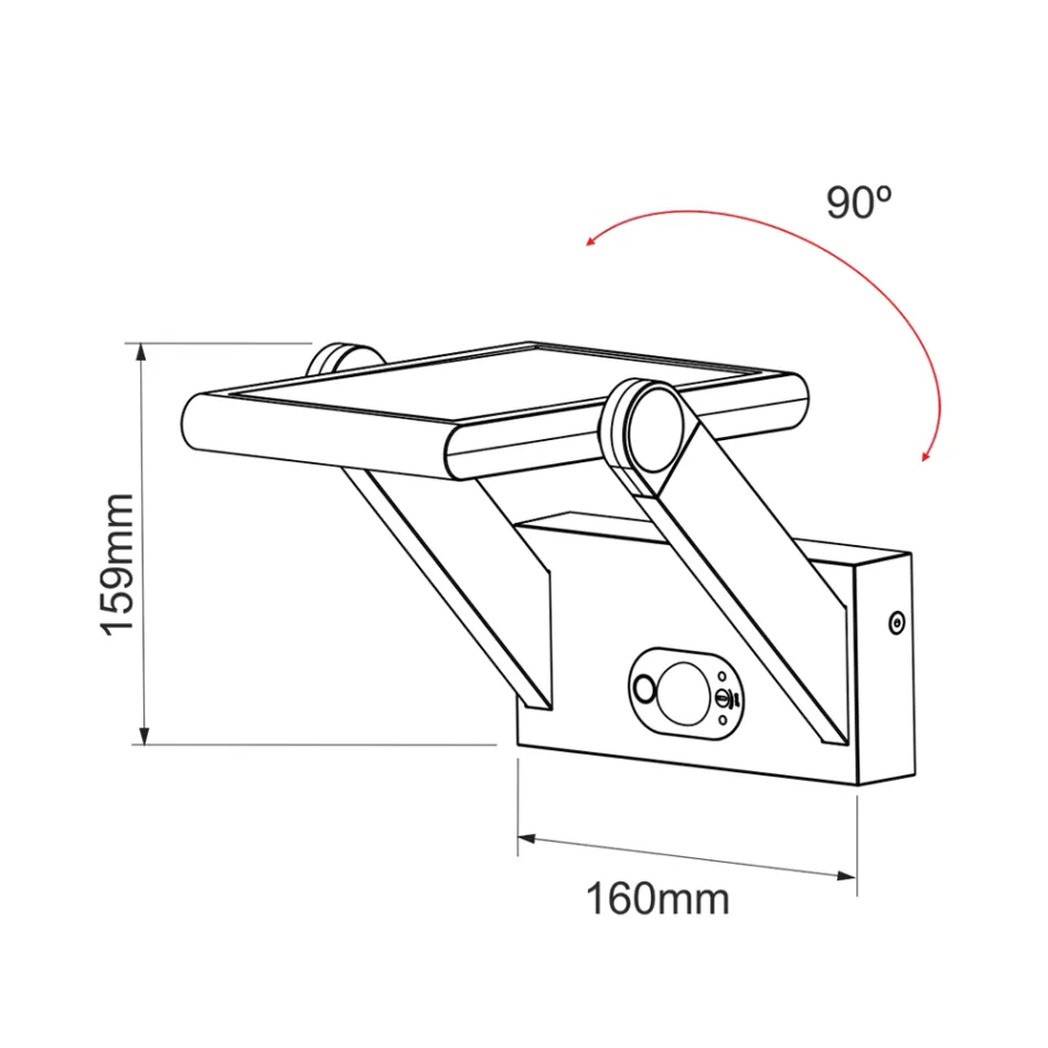 Wandlamp Led-spot op zonne-energie in wit of zwart aluminium met sensor - Hugo Viadurini