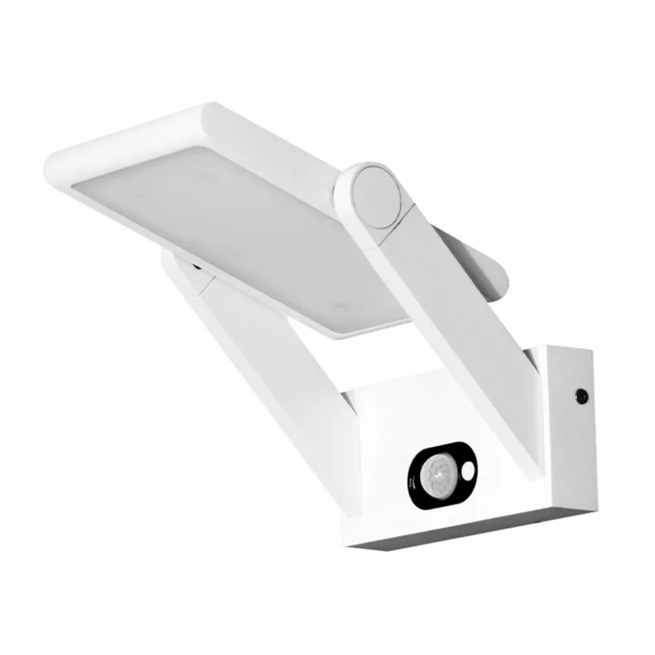 Wandlamp Led-spot op zonne-energie in wit of zwart aluminium met sensor - Hugo Viadurini