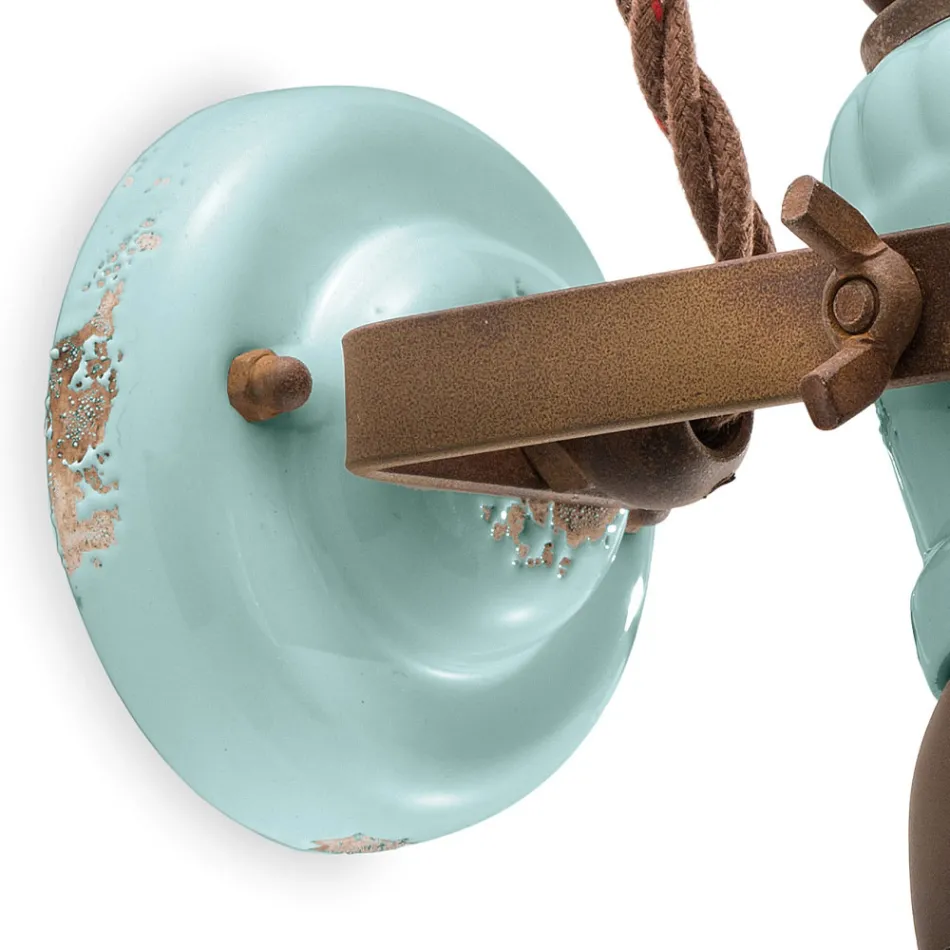 Applique Spotlight Industriële stijl, handgemaakt van ijzer en keramiek - Loft Viadurini