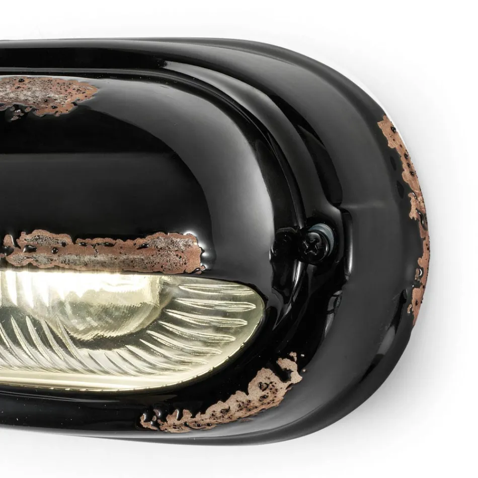 Handgemaakte keramische en industriële horizontale ijzeren applique - Vintage Viadurini