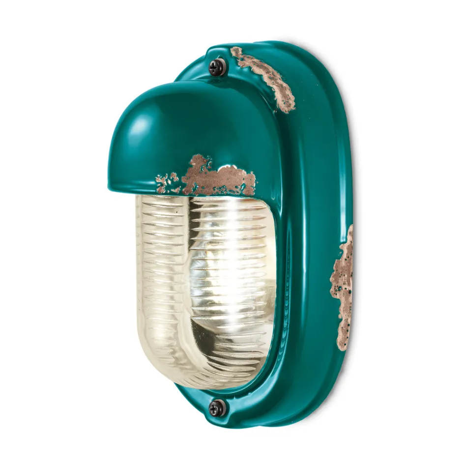 Wandlamp Handgemaakt Keramiek en Verticaal Industrieel Ijzer - Vintage Viadurini