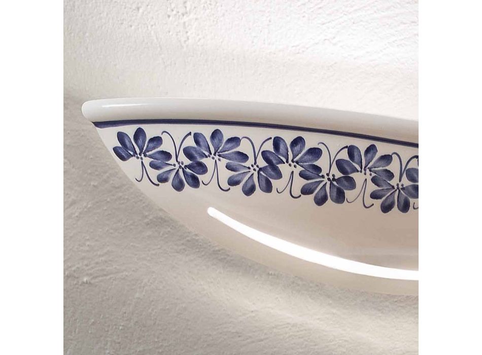 Ambachtelijke keramische wandlamp en handgeschilderde blauwe decoraties - Triëst Viadurini