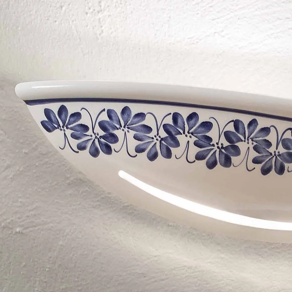 Ambachtelijke keramische wandlamp en handgeschilderde blauwe decoraties - Triëst Viadurini